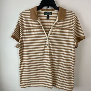 LRL Ralph Lauren Activewear Top Size XL  Brown and White Stripe